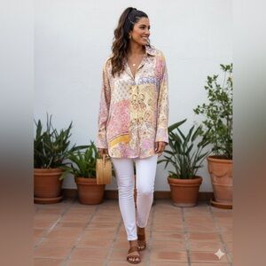 Zara Pastel Patchwork Button Down Shirt